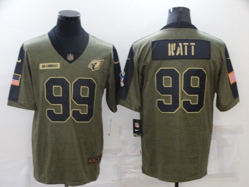 Men Arizona Cardinals 99 Watt green Nike Olive Salute To Service Limited NFL Jersey